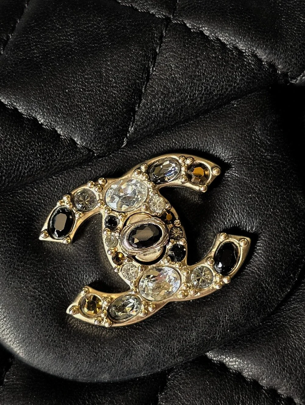 Chanel Precious Gem Encrusted Turnlock Single Flap Bag Black Lambskin